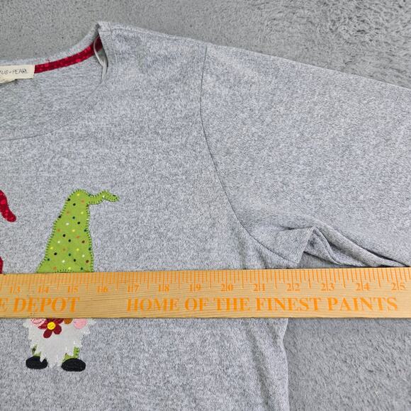 Cute Garden Gnome Autumn Fall Top Women's 2XL Gray 3/4 Sleeve Floral Holiday Fun - Picture 7 of 10